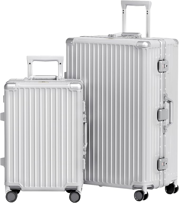 AnyZip Luggage Sets 2 Piece Aluminum Frame Carry On and Checked Suitcase PC ABS by YourBestTravelChoice