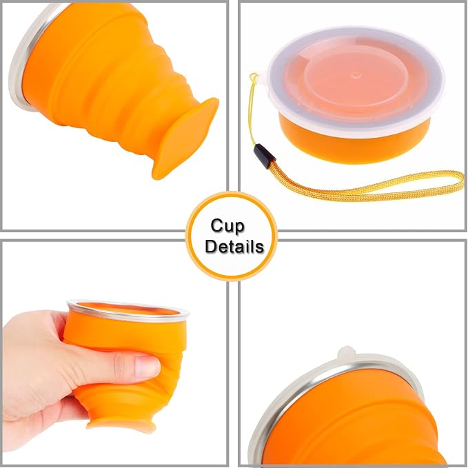 3 Pack Collapsible Water Cup Camping Cups Foldable Drinking Cup Travel Cups - Image 7