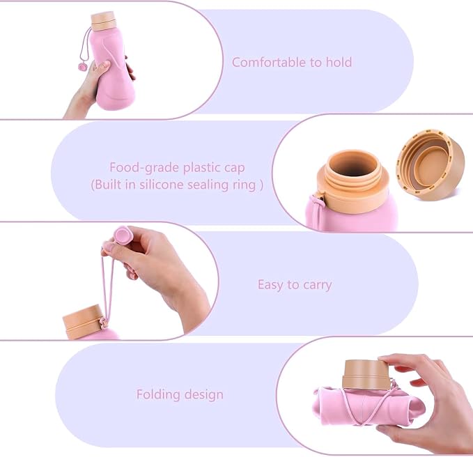 Collapsible Water Bottles, Leak Proof, Reuseable BPA Free Silicone Foldable - Image 6