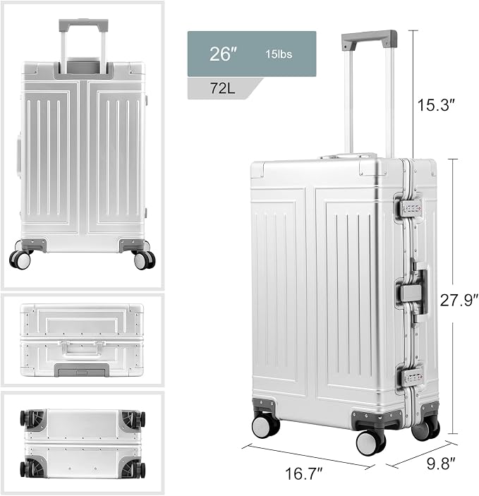 All Aluminum Carry On Luggage，Cut from Whole Aluminum Sheet，22x14x9 Airline - Image 7