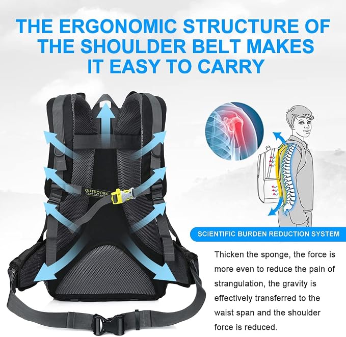 INOXTO lightweight Hiking Backpack 35L/40L Hiking Daypack - Image 2