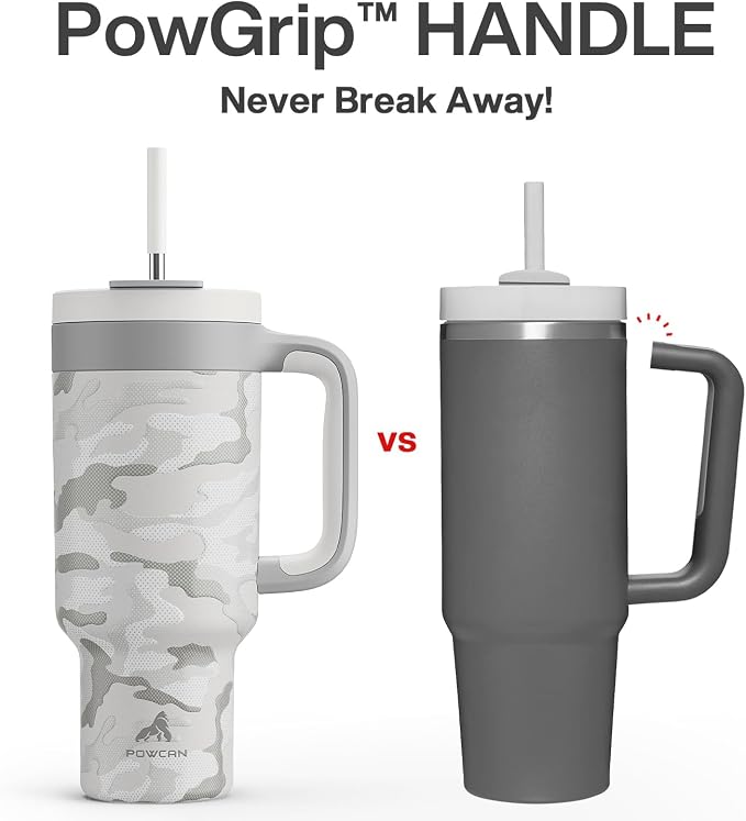 POWCAN 40 oz Camo Tumbler with Handle, 2-in-1 Straw and Sip Lid, Dishwasher Safe - Image 3