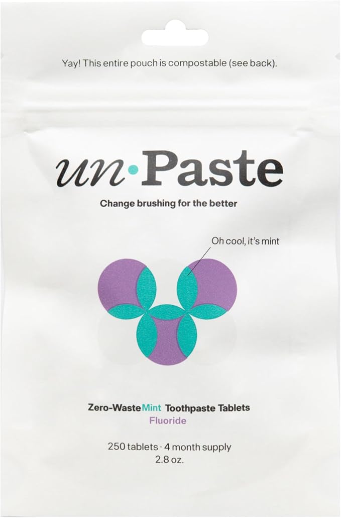 Unpaste Toothpaste Tablets, New Formula, Fluoride Mint, Xylitol Free, Plastic by UnpasteToothTabs
