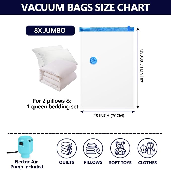 Vacuum Storage Bags for Blankets and Comforters 8 Jumbo Vacuum Seal Bags for - Image 3