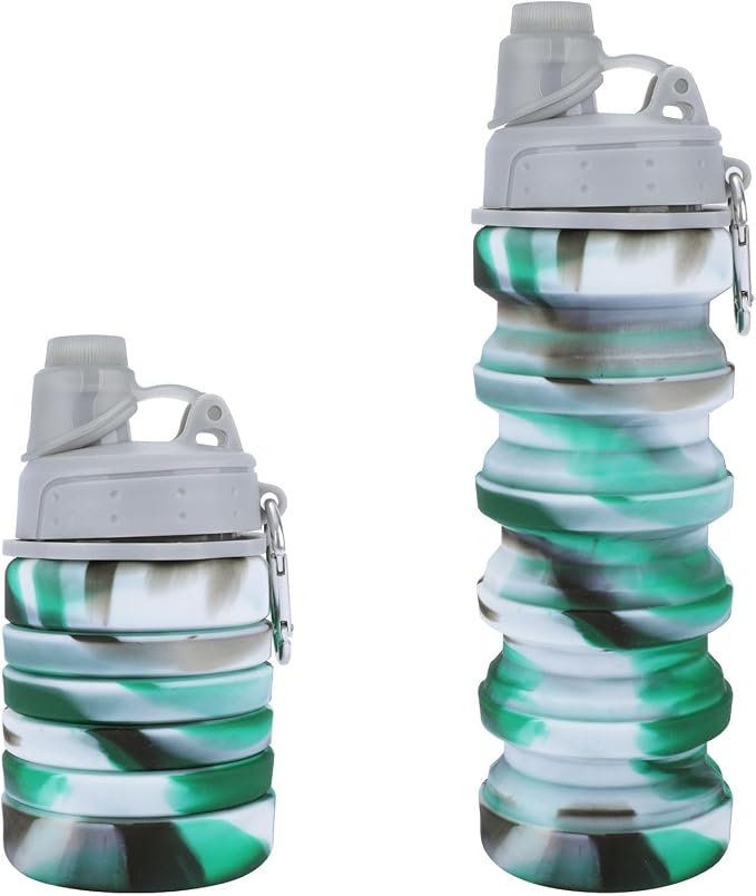 Collapsible Water Bottle for Adults, Reusable Silicone Foldable Water Bottles by MAKERSLAND