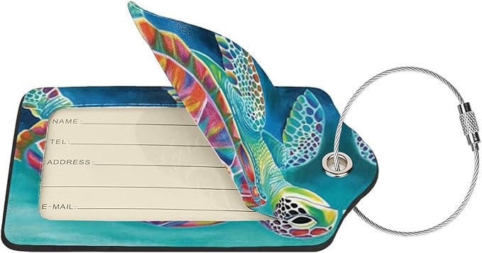 Sea Turtle Leather Luggage Tag - Image 2