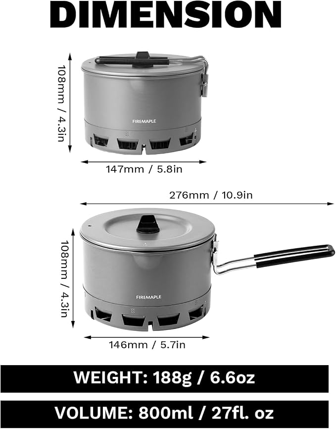 Fire-Maple Petrel Ultralight Pot- High Efficiency Aluminum Camping and - Image 2