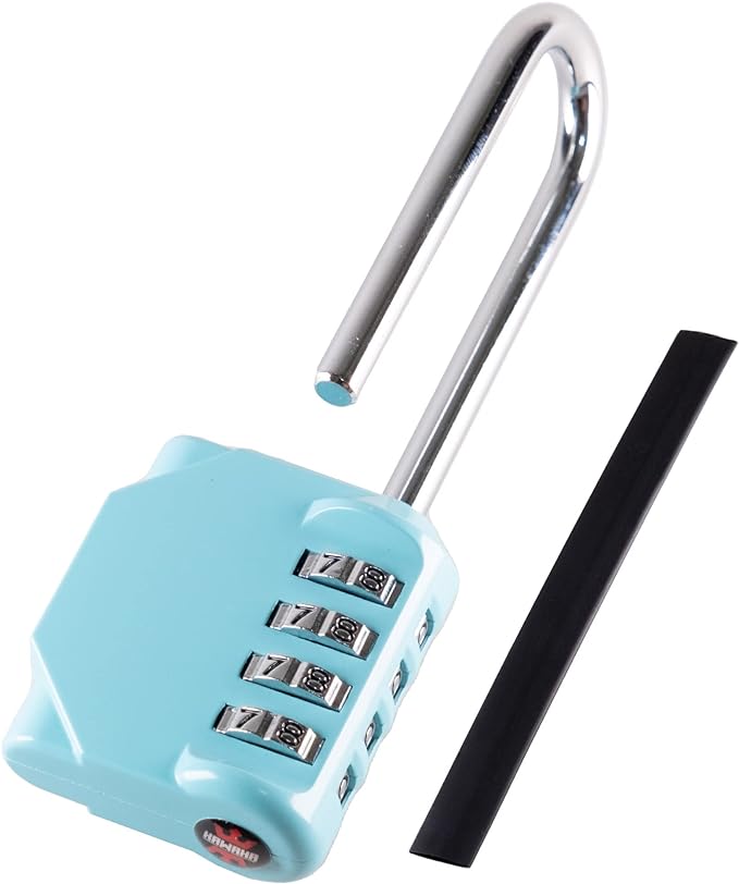 CL21AS 2.6 Inch Long Shackle Combination Lock, 4 Digit Combination Padlock Set by KAWAHA