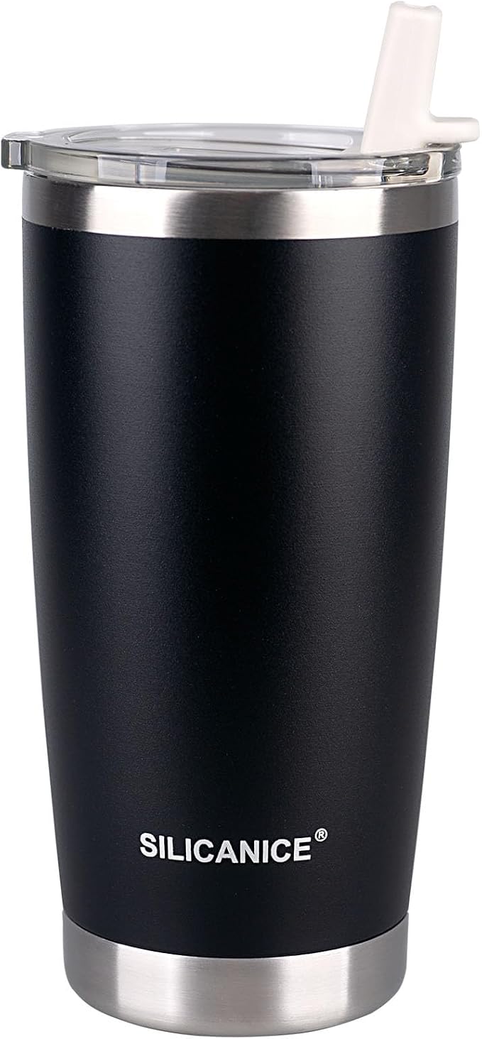 Night 20 oz Tumbler with Lid Straw, Stainless Steel Vacuum Insulated Cups by Patent-pendingstraw1secondoff1secondon3-secondclean