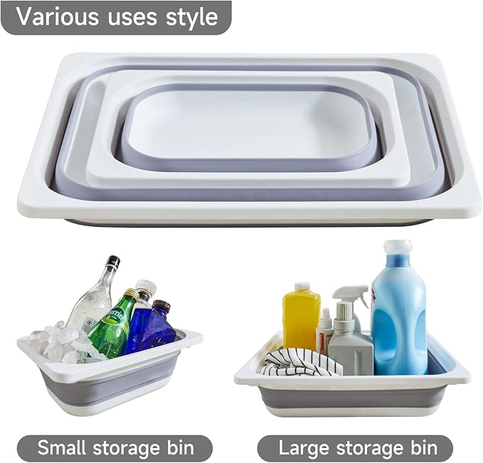 Beright 2 Pack Storage Bins, Collapsible Wash Basin Folding Dish Tub Sink - Image 4