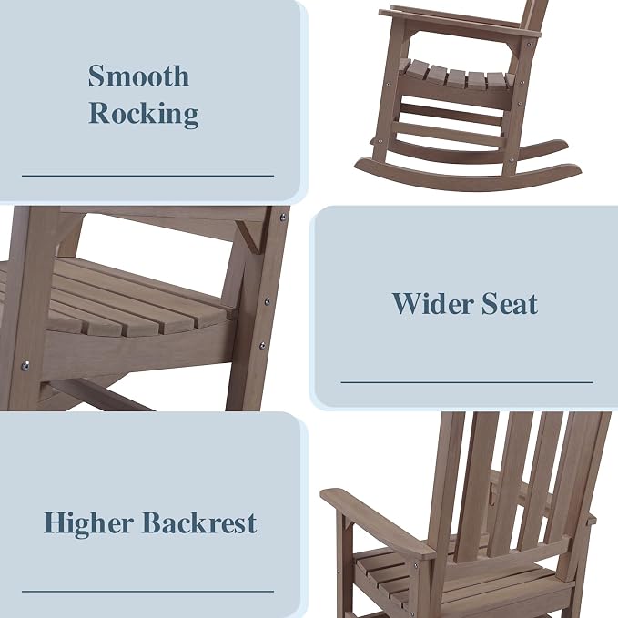 Psilvam Oversized Outdoor Rocking Chair Set of 2, Porch Rocker - Image 4