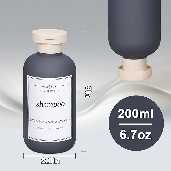 ASEVAT 6.7oz Refillable Plastic Travel Shampoo Bottles, Empty Travel Shampoo - Image 6