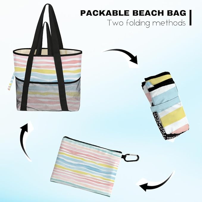 8-Pocket Waterproof Tote for Women -Sandproof Beach Bag - Image 6