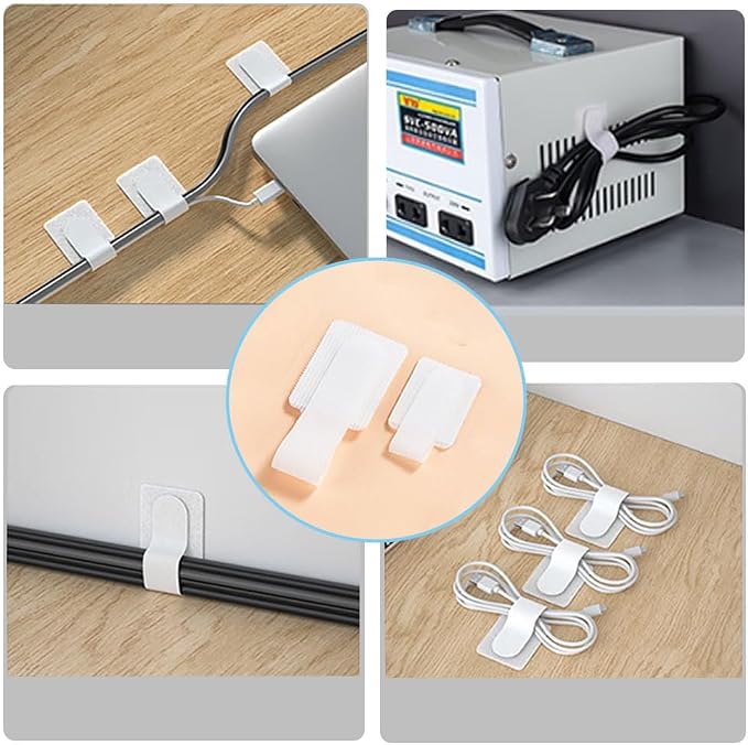 Cord Organizer Cable Management 45 Pack Adhesive Cord Holder Hooks Clips - Image 5