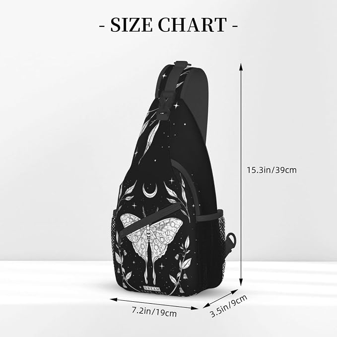 SUPLUCHOM Sling Bag Black White Butterfly Moon Tarot Black White Butterfly Moon - Image 3