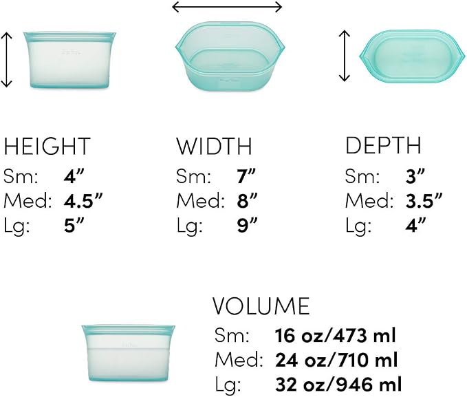 Zip Top Reusable Food Storage Bags | 3 Dish Set | Silicone Meal Prep Container - Image 4