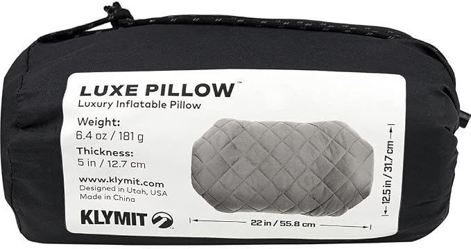 Klymit Luxe Travel Pillow, Lightweight Inflatable Hybrid Airplane, Backpacking - Image 2