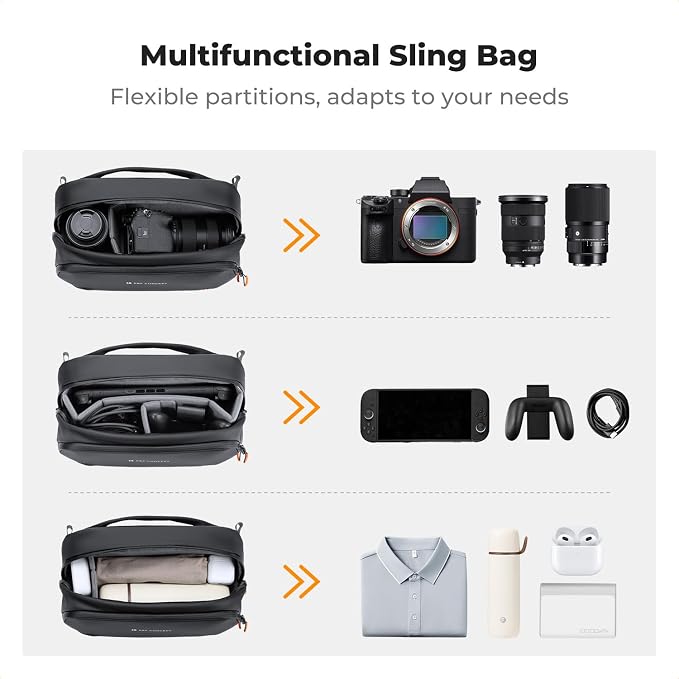K&F CONCEPT Storage Sling Bag, Vlog Photography Camera HandBag, Portable - Image 3