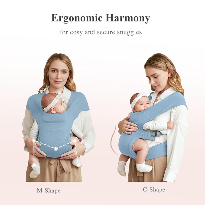 Newborn Carrier, Cozy Baby Carrier, Ergonomic Cross-Back Wrap, Hands-Free - Image 3