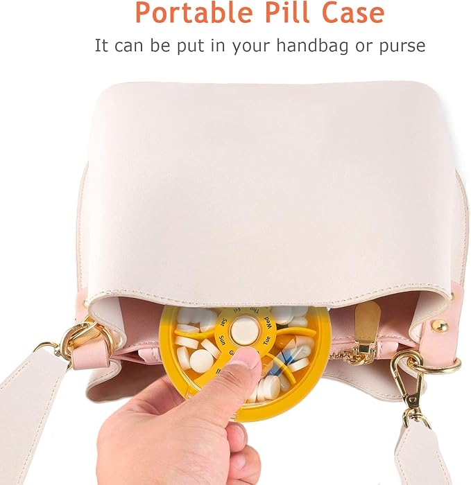 12PCS INVODA Weekly Pill Organizer 7 Compartment Rotating Pill Box - Image 6