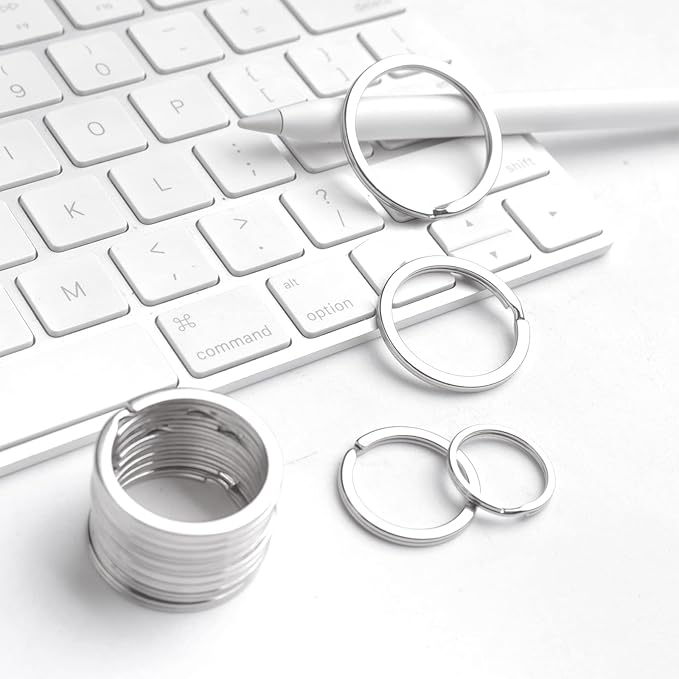 40 Pack Key Ring Keychain Mix 4 Sizes Silver Metal Flat Split Key Chains Rings - Image 3