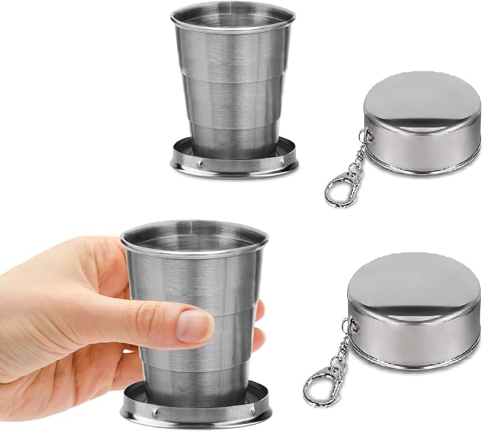 2 Pcs Stainless Steel Collapsible Cup, Foldable Cup by Unknown