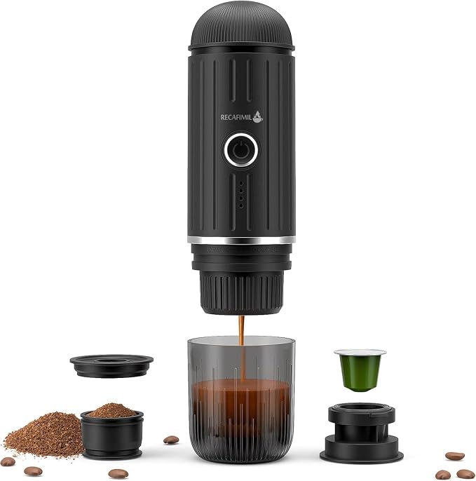 Portable Coffee Maker Travel Espresso Machine 120W Red Color, 19 Bar Pressure by RECAFIMIL