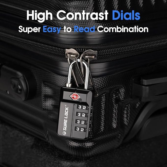 SURE LOCK TSA Approved 4-Digit Resettable Combination Luggage Lock - Image 7