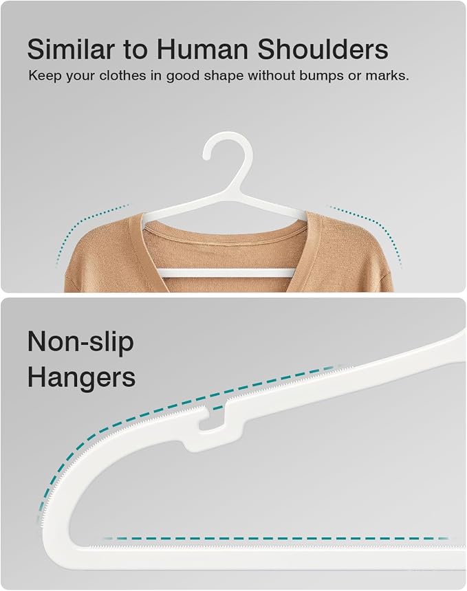 100 Pack Clothes Hangers, Non Slip Plastic Coat Hangers, Space Saving Hangers - Image 4