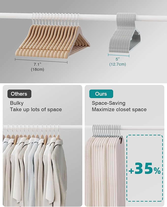 50 Pack Clothes Hangers, Non Slip Plastic Coat Hangers, Space Saving Hangers - Image 3