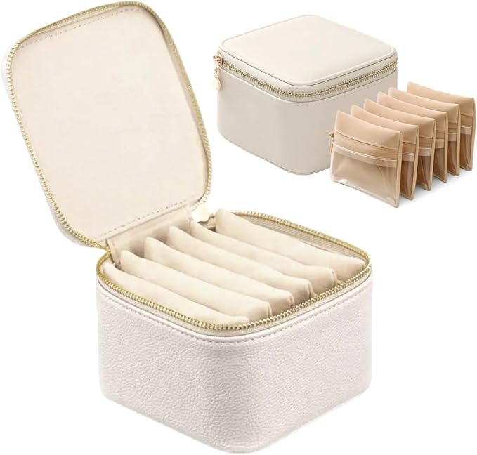Jewelry Box Organizer for Women, Small Jewelry Travel Case, Leather Travel by Unknown