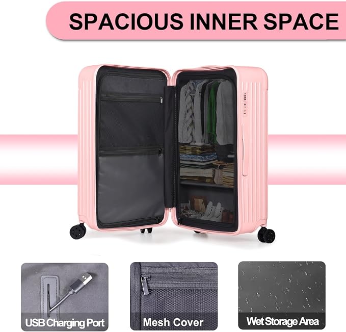 Krute Luggage Sets 2 Piece Suitcase PC+ABS Hardside Double Spinner Wheels TSA - Image 7