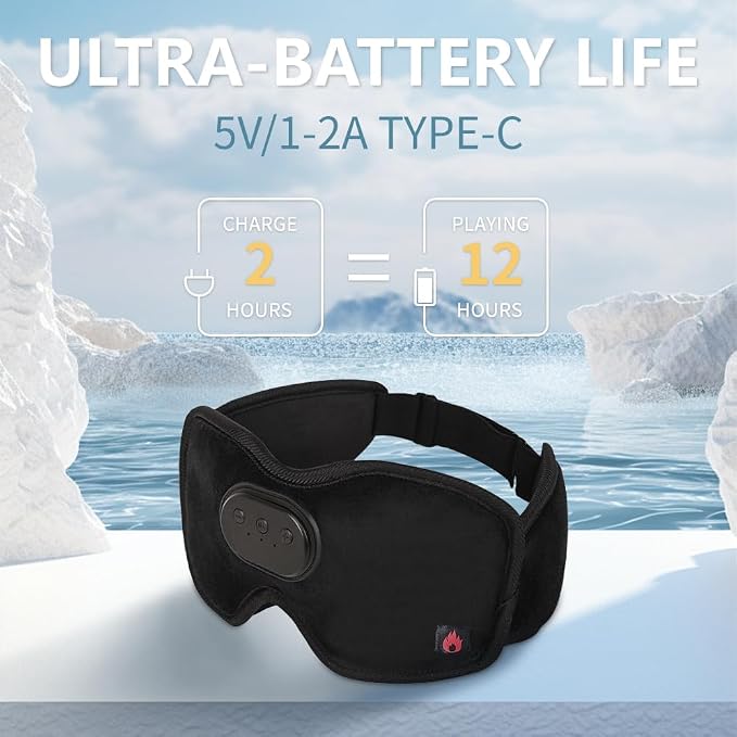 Heated Eye Mask with Bluetooth Headphones SYPVRY Wireless Sleep Eye Mask - Image 2