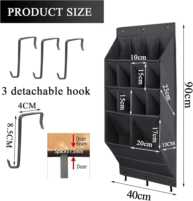 Over the Door Shoe Organizer, 14 Pockets Hanging Shoe Storage Rack - Image 2
