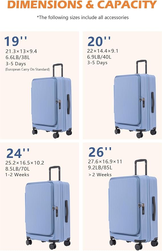 HotWay 20 Inch Expandable Carry On Luggage - Image 7