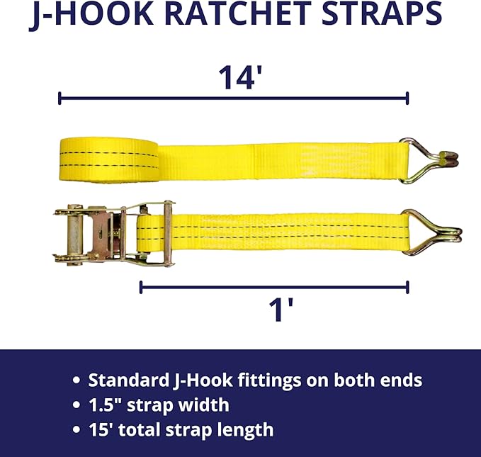 10 Pack 1.5" x15' Ratchet Strap 4400LB - Image 2