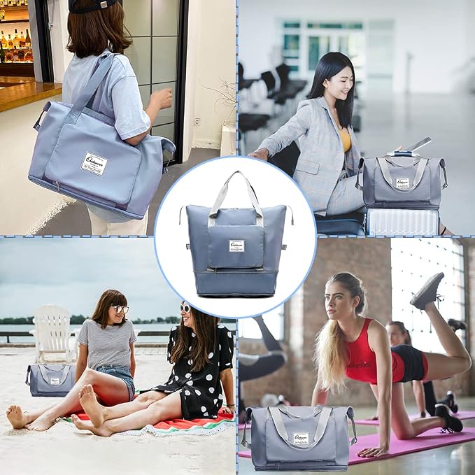 Large Capacity Foldable Travel Bag Expandable Portable Carry on Bag Dry&Wet - Image 6