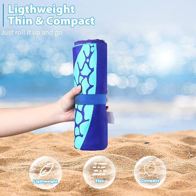 2 Pack Microfiber Lightweight Beach Towel 71"x32" Oversized Extra Large Thin - Image 2