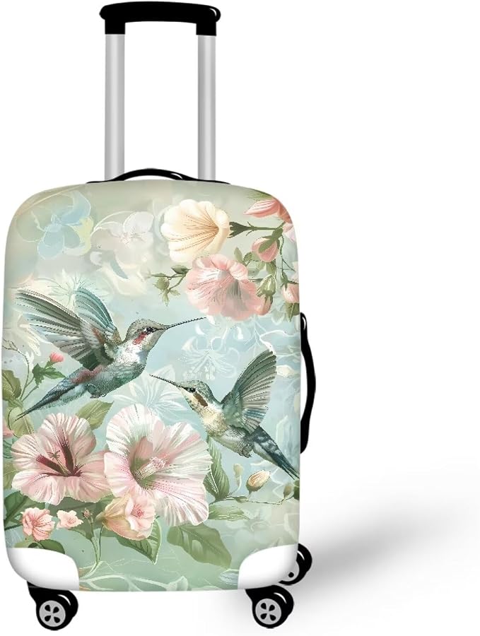 Hummingbird Luggage Cover for Women Travel Luggage Covers for Suitcase Elastic by Dremagia