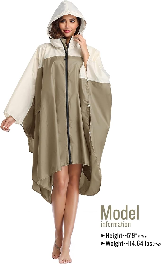 SaphiRose Unisex Rain Poncho Hooded Waterproof Raincoat - Image 2