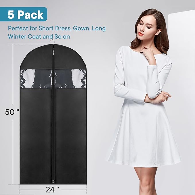 5 Pack - Moucas 50" Black Garment Bag, Mens Suit Bags - Image 6