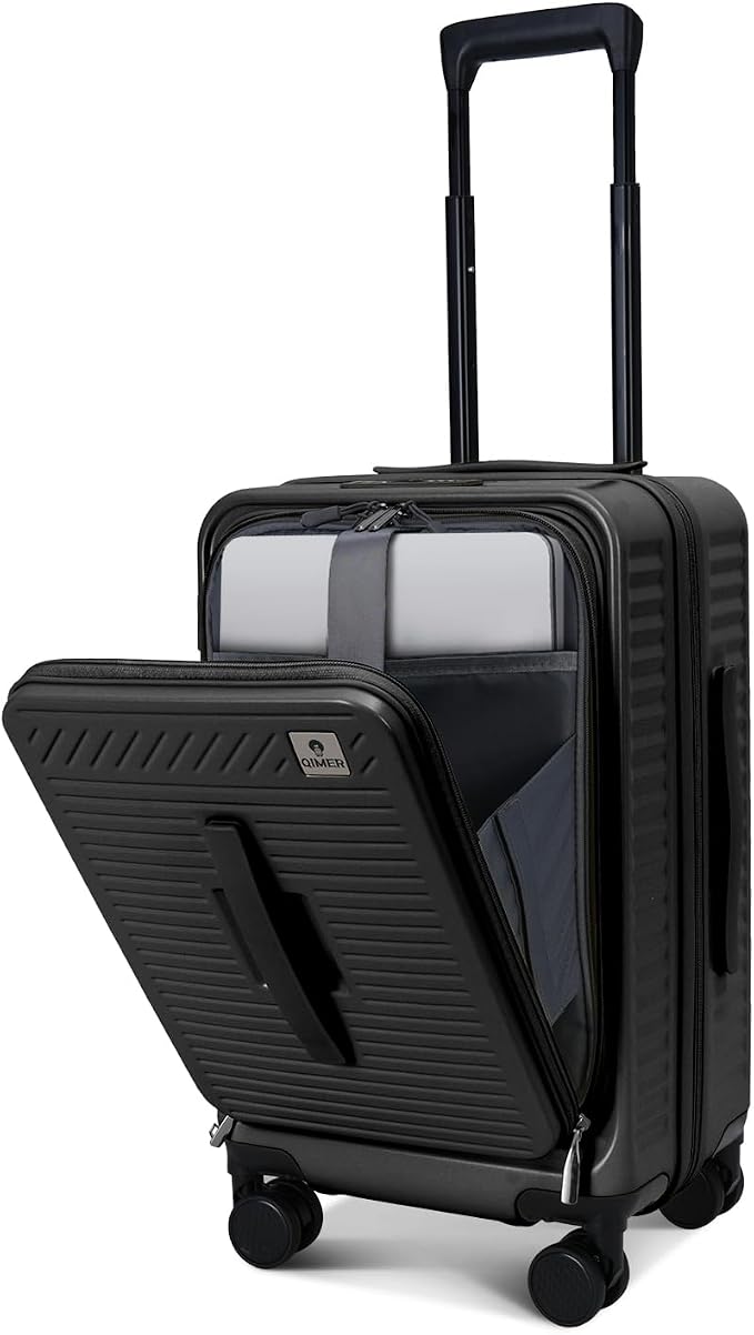 20 Inch Luggage with Spinner Wheels, Expandable Front Opening Suitcase 100% PC by QIMER
