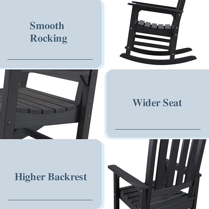 Psilvam Oversized Outdoor Rocking Chair Set of 2, Porch Rocker - Image 6