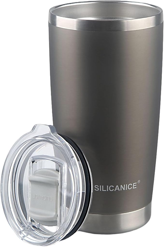 Metal Gray Soft Touch 20oz Stainless Steel Insulated Tumbler by Patent-pendingstraw1secondoff1secondon3-secondclean