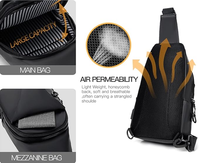 Waterproof Sling Bags Mens Shoulder Crossbody Backpack - Image 6