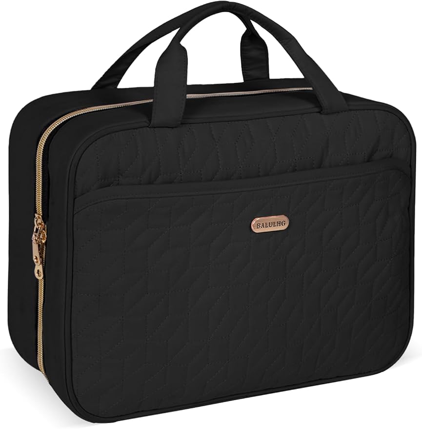 Black Toiletry Bag, Makeup Organizer, Travel Bag by BALULHG