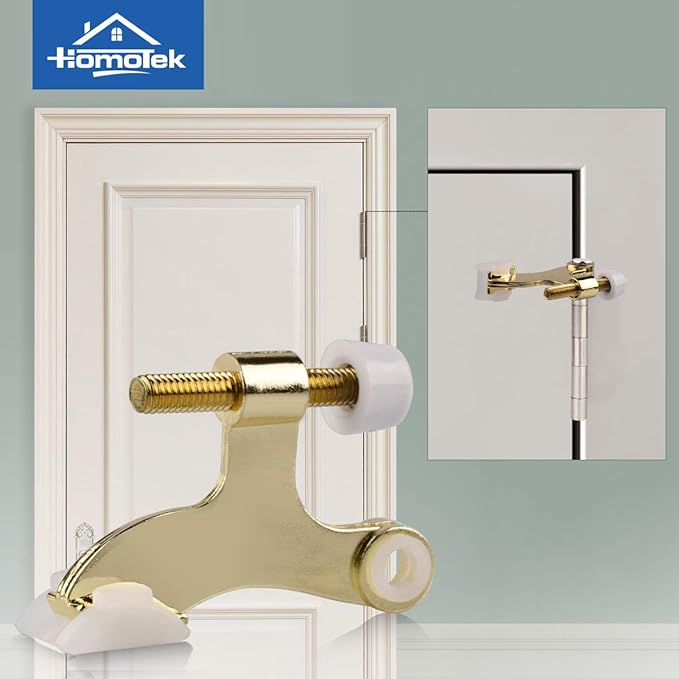 HOMOTEK 8 Pack Hinge Pin Bright Brass Door Stopper, Adjustable Deluxe Heavy - Image 6