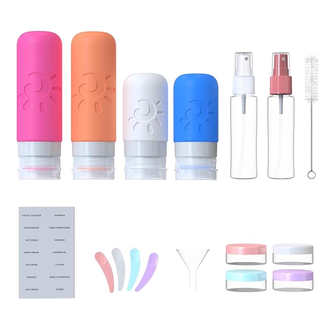 18 Pack travel Bottles for Toiletries, TSA Approved Silicone Travel Containers - Image 2