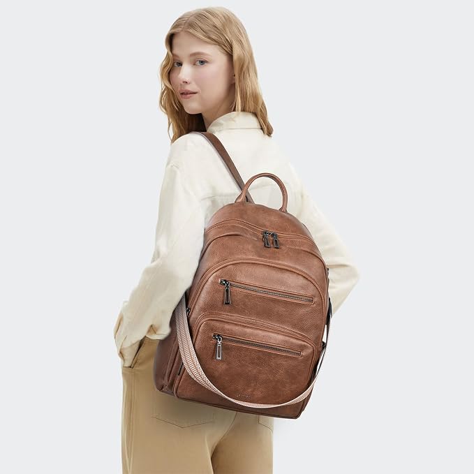 Backpack Purse for Women Laptop Backpack, Leather Travel Backpack Shoulder Bag - Image 2