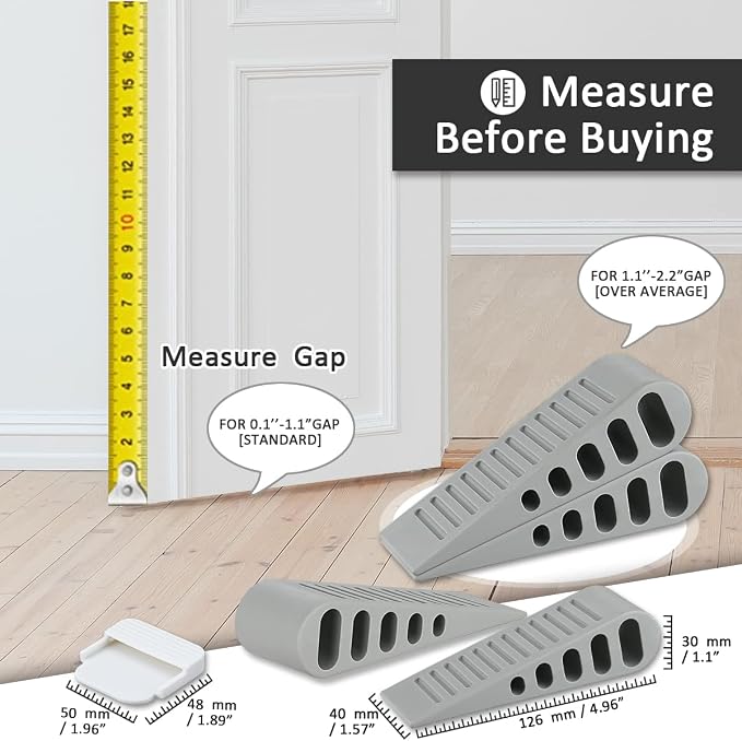 JQK Rubber Door Stopper Wedge, Wooden Floor, DSB61-GY-P2 - Image 2